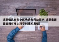 浪潮信息有多少区块链专利公司啊[浪潮集团目前拥有多少项专利技术发明]